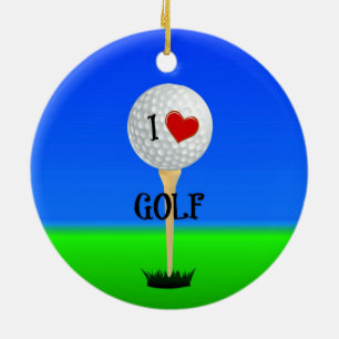 I Liebe Golf, Golf Ball im T-Shirt Keramikornament