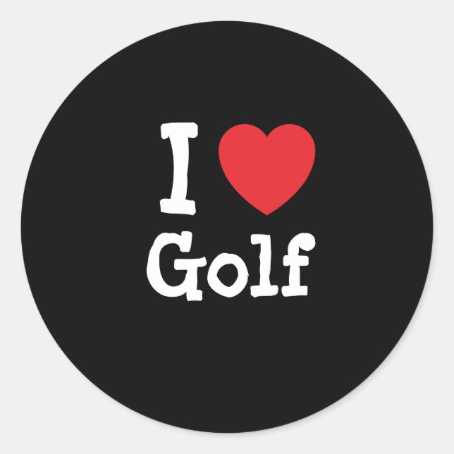 I Liebe Golf-Herz personalisiert Runder Aufkleber (Vorderseite)