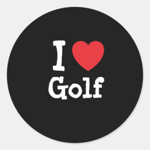 I Liebe Golf-Herz personalisiert Runder Aufkleber