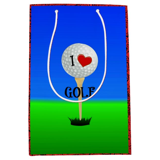 I Liebe Golf Mittlere Geschenktüte (Vorderseite)