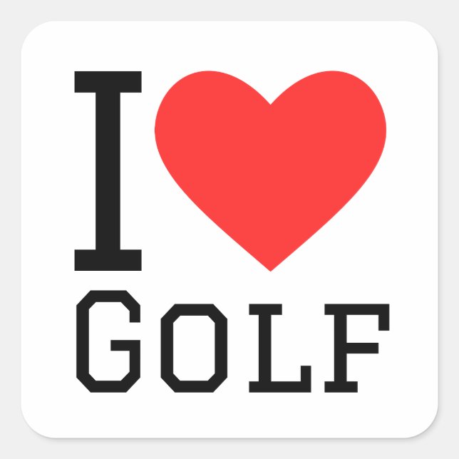 I Liebe Golf Quadratischer Aufkleber (Vorderseite)