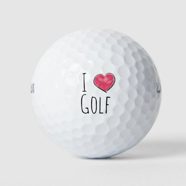 I Liebe Golf Rotes Herz Golfball (Vorderseite)