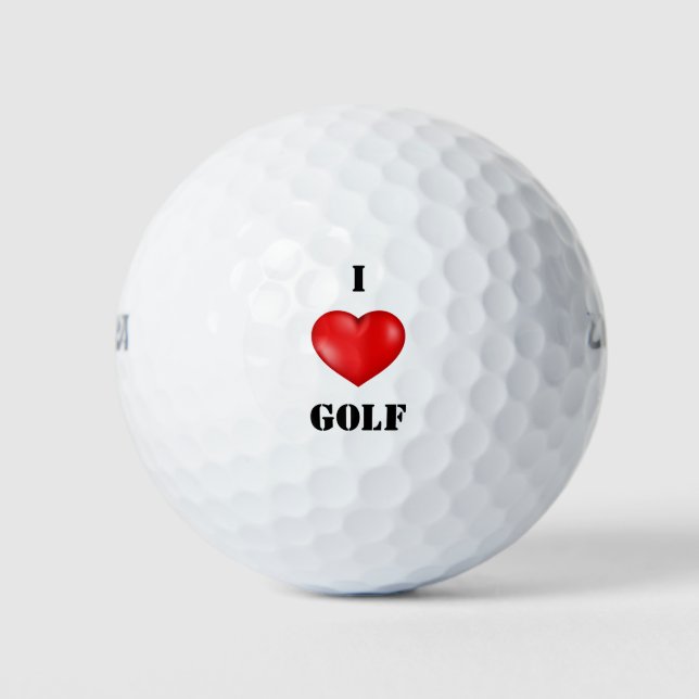 I Liebe Golf Rotes Herz Golfball (Vorderseite)