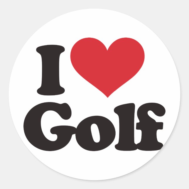 I Liebe Golf Runder Aufkleber (Vorderseite)