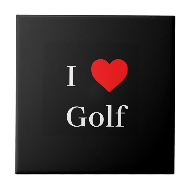 I Liebe Golf Typografie & Red Heart Black Fliese (Vorderseite)
