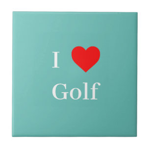 I Liebe Golf Typografie & Red Heart Minze Green Fliese