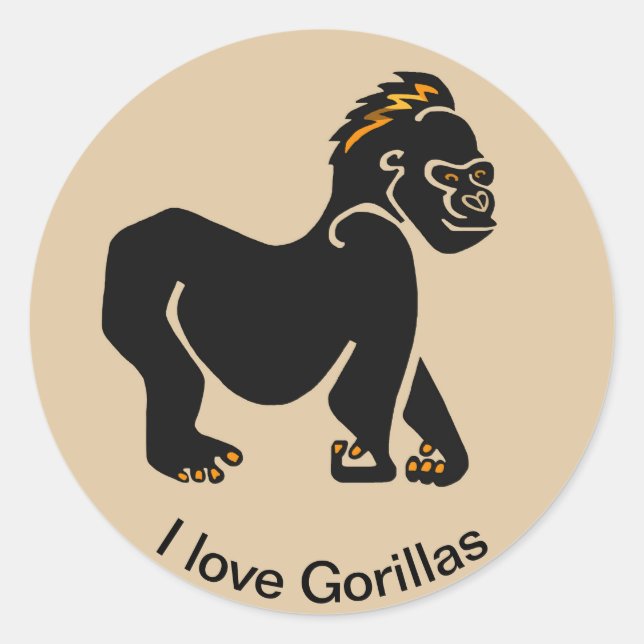 I Liebe GORILLAS - Tierliebhaber - wild lebende Ti Runder Aufkleber (Vorderseite)