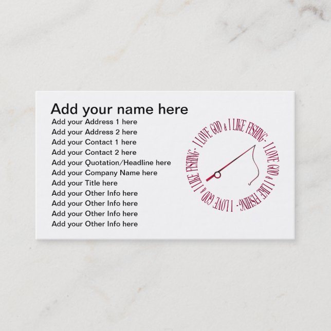 I Liebe Gott u. ich mögen fischen Visitenkarte (Vorderseite)