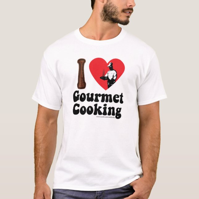 I Liebe Gourmet Cooking Heft Logo Design T-Shirt (Vorderseite)