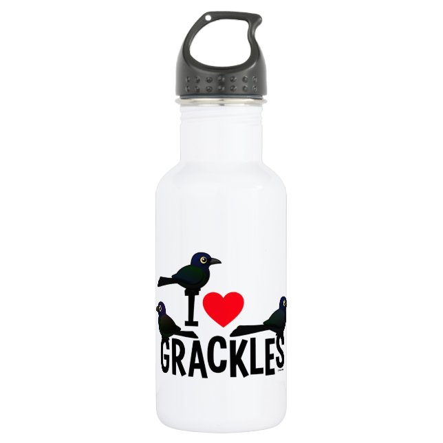 I Liebe Grackles Edelstahlflasche (Vorderseite)
