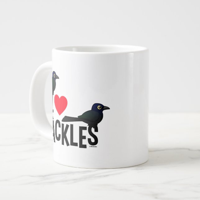 I Liebe Grackles Jumbo-Tasse (Vorderseite Links)