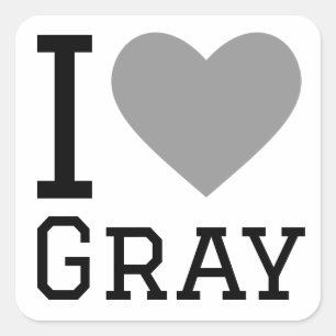 I Liebe grau Quadratischer Aufkleber