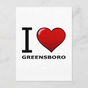 I LIEBE GREENSBORO, NC - NORDKAROLINA POSTKARTE