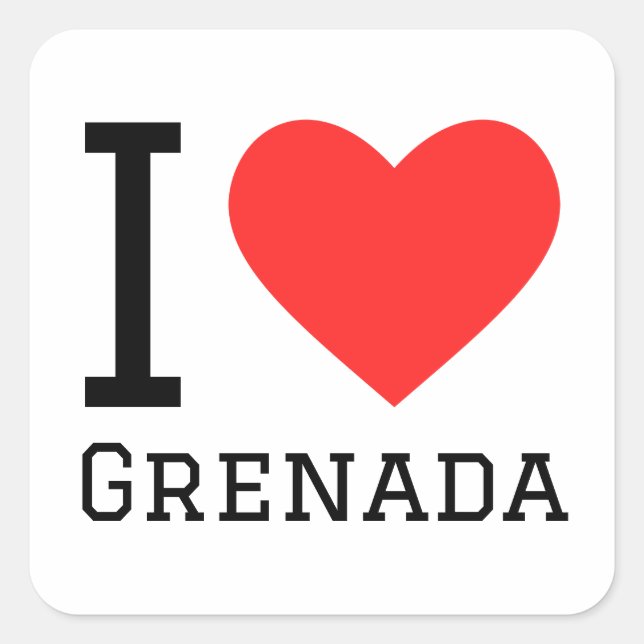 I Liebe Grenada Quadratischer Aufkleber (Vorderseite)