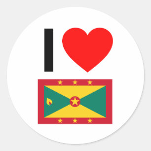 i Liebe grenada Runder Aufkleber