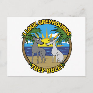 I LIEBE GREYHOUNDS SIE REGEL POSTKARTE