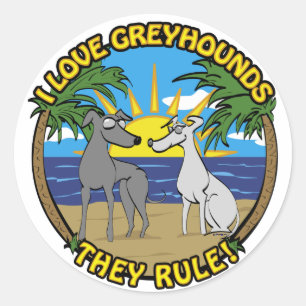 I LIEBE GREYHOUNDS SIE REGEL RUNDER AUFKLEBER