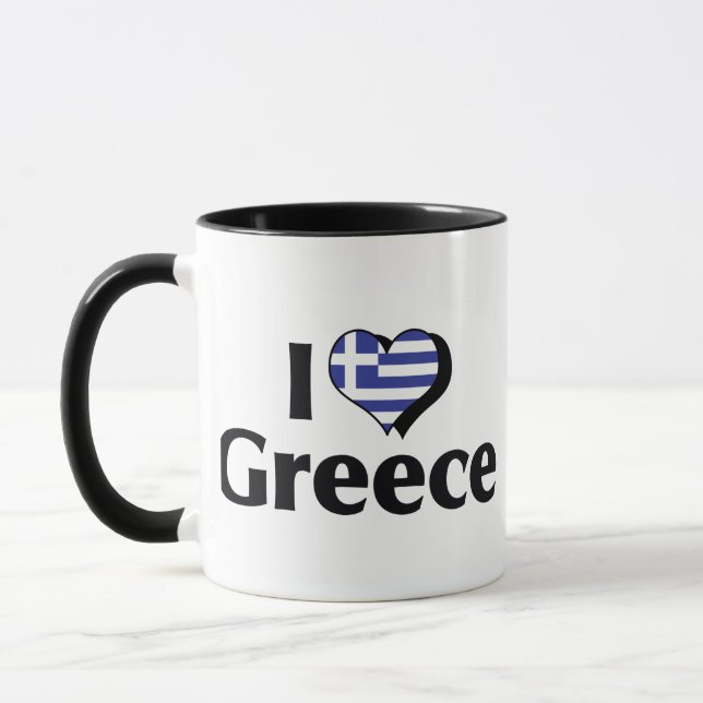 I Liebe Griechenland Flagge Tasse (Links)