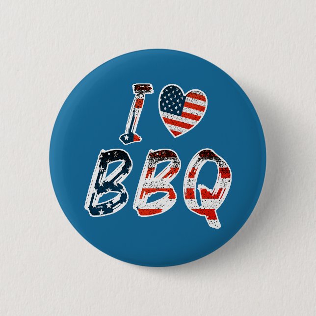 I Liebe GRILLEN, amerikanisches Patriotikum Button (Vorderseite)