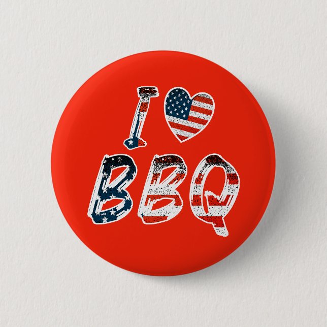 I Liebe GRILLEN, amerikanisches Patriotikum Button (Vorderseite)