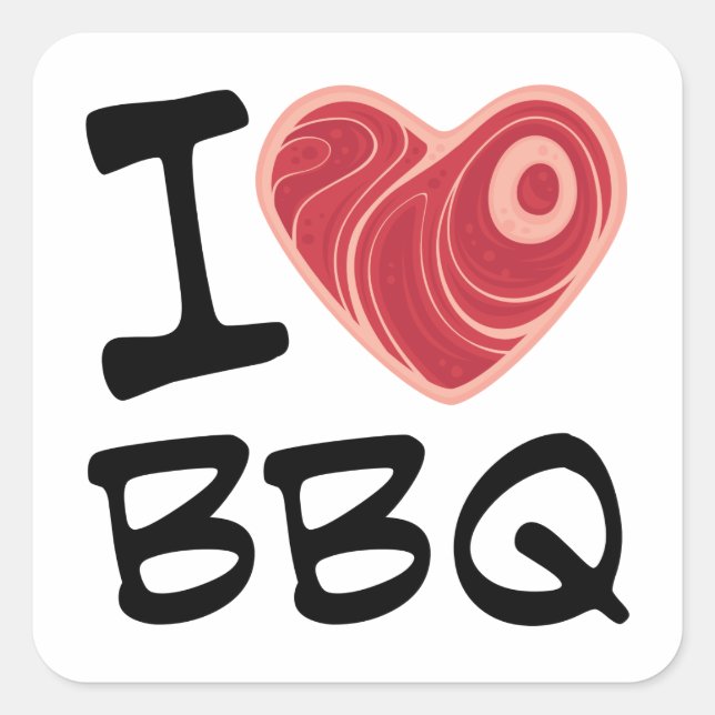I LIEBE GRILLEN QUADRATISCHER AUFKLEBER (Vorderseite)