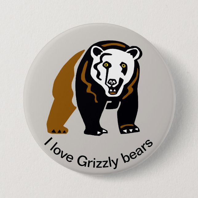 I Liebe GRIZZLY BÄRS - Wildtiere - Natur Button (Vorderseite)