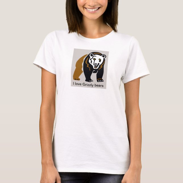 I Liebe GRIZZLY BEARS - Tiergrafik - Wildtiere T-Shirt (Vorderseite)