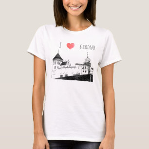 I Liebe Grodno Belarus Architektur Sketch Burg T-Shirt