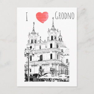 I Liebe Grodno Belarus Architekturskizze Postkarte