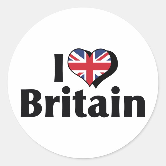 I Liebe Großbritannien Runder Aufkleber (Vorderseite)