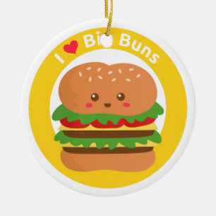 I Liebe-große Brötchen, Kawaii großer Burger Keramik Ornament