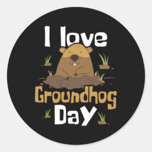 I Liebe Groundhog Day Woodchuck Groundhog Day Runder Aufkleber