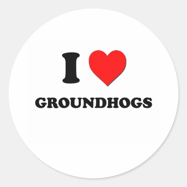 I Liebe Groundhogs Runder Aufkleber (Vorderseite)