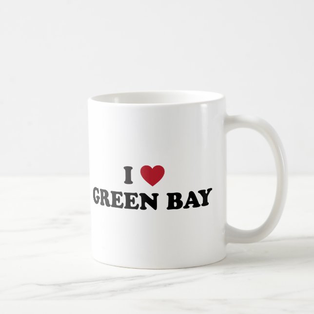 I Liebe-grüne Bucht Wisconsin Kaffeetasse (Rechts)