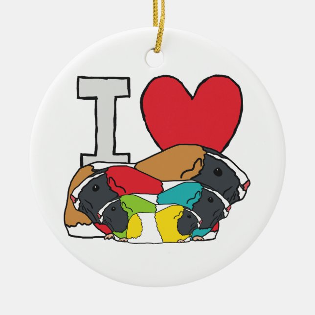 I Liebe Guinea Schweine Keramik Ornament (Vorne)