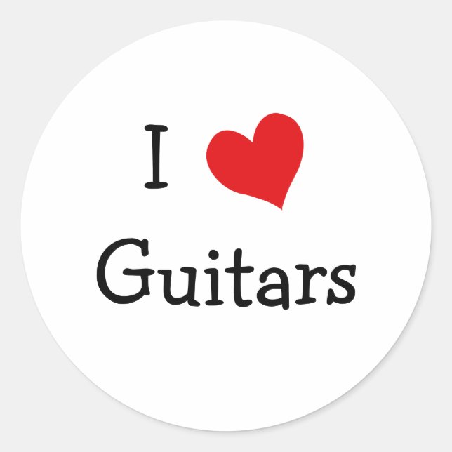 I Liebe Guitars Runder Aufkleber (Vorderseite)