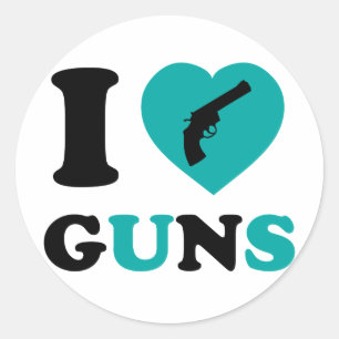 I Liebe Guns Runder Aufkleber