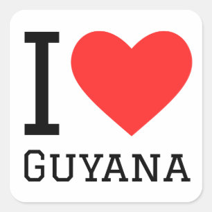 I Liebe Guyana Quadratischer Aufkleber