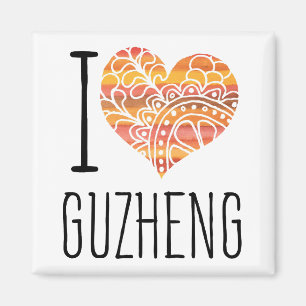 I Liebe Guzheng Orange Mandala Herza Magnet