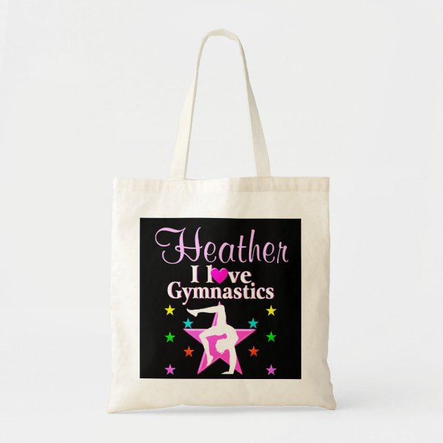 I LIEBE GYMNASTICS PERSONALISIERT PINK STAR TOTE B TRAGETASCHE (Vorne)