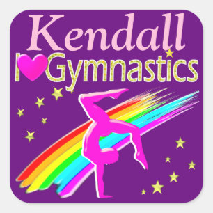 I LIEBE GYMNASTICS PERSONALISIERTE LILA STICKER