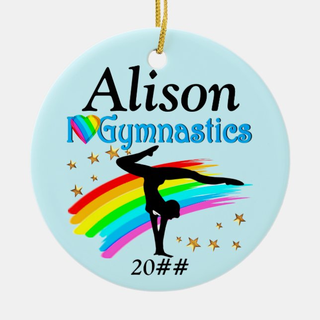 I LIEBE GYMNASTICS PERSONALISIERTE ORNATION KERAMIKORNAMENT (Vorne)