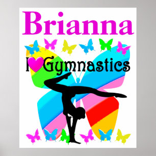 I LIEBE GYMNASTICS PERSONALISIERTE SCHALTFLÄCHE PO POSTER