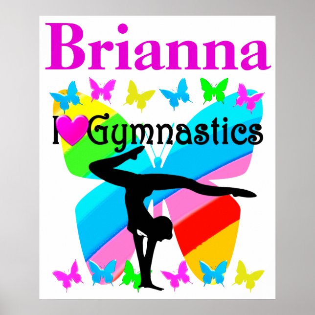 I LIEBE GYMNASTICS PERSONALISIERTE SCHALTFLÄCHE PO POSTER (Vorne)
