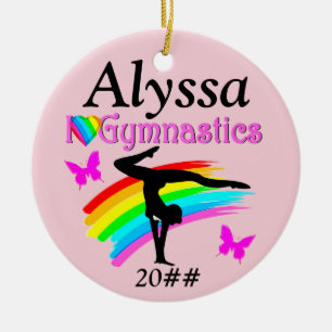 I LIEBE GYMNASTICS PINK PERSONALISIERTE ORNATION KERAMIK ORNAMENT