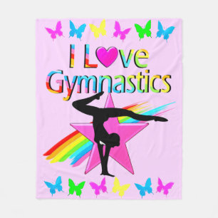I LIEBE GYMNASTICS RAINBOW GYMNAST GIRL DESIGN FLEECEDECKE