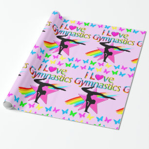 I LIEBE GYMNASTICS RAINBOW GYMNAST GIRL DESIGN GESCHENKPAPIER