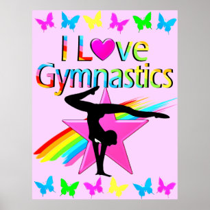 I LIEBE GYMNASTICS RAINBOW GYMNAST GIRL DESIGN POSTER