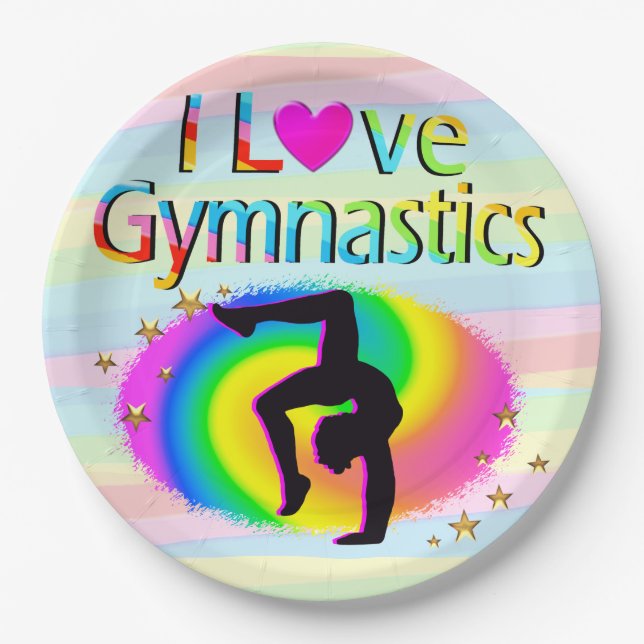 I LIEBE GYMNASTICS RAINBOW PAPIERTELLER (Vorderseite)