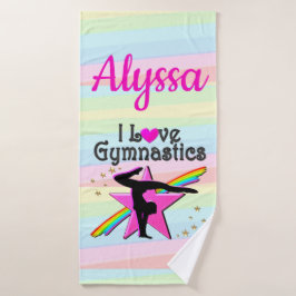 I LIEBE GYMNASTICS SUPER STAR DESIGN BADEHANDTUCH